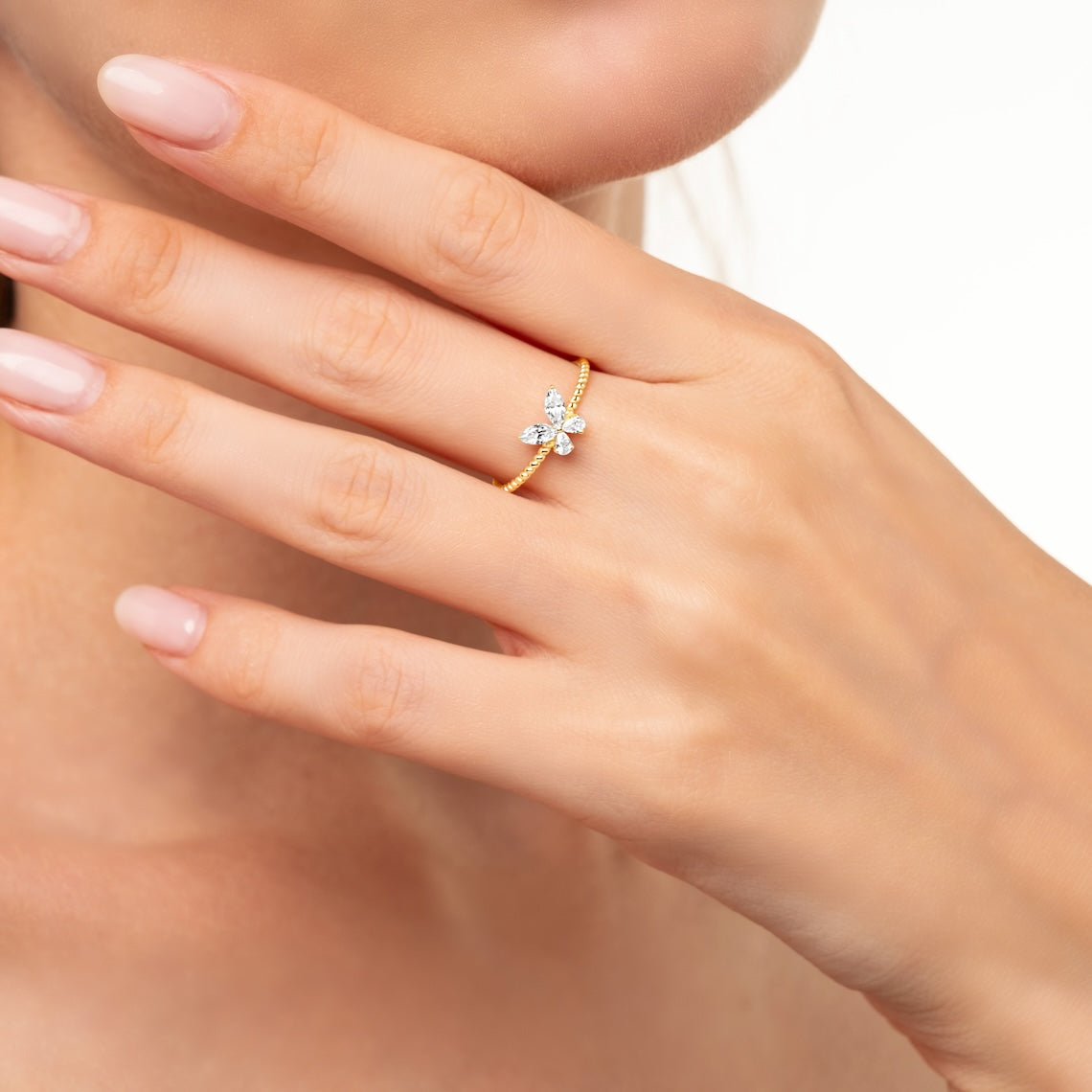 14k Gold Butterfly Ring, Harmonia