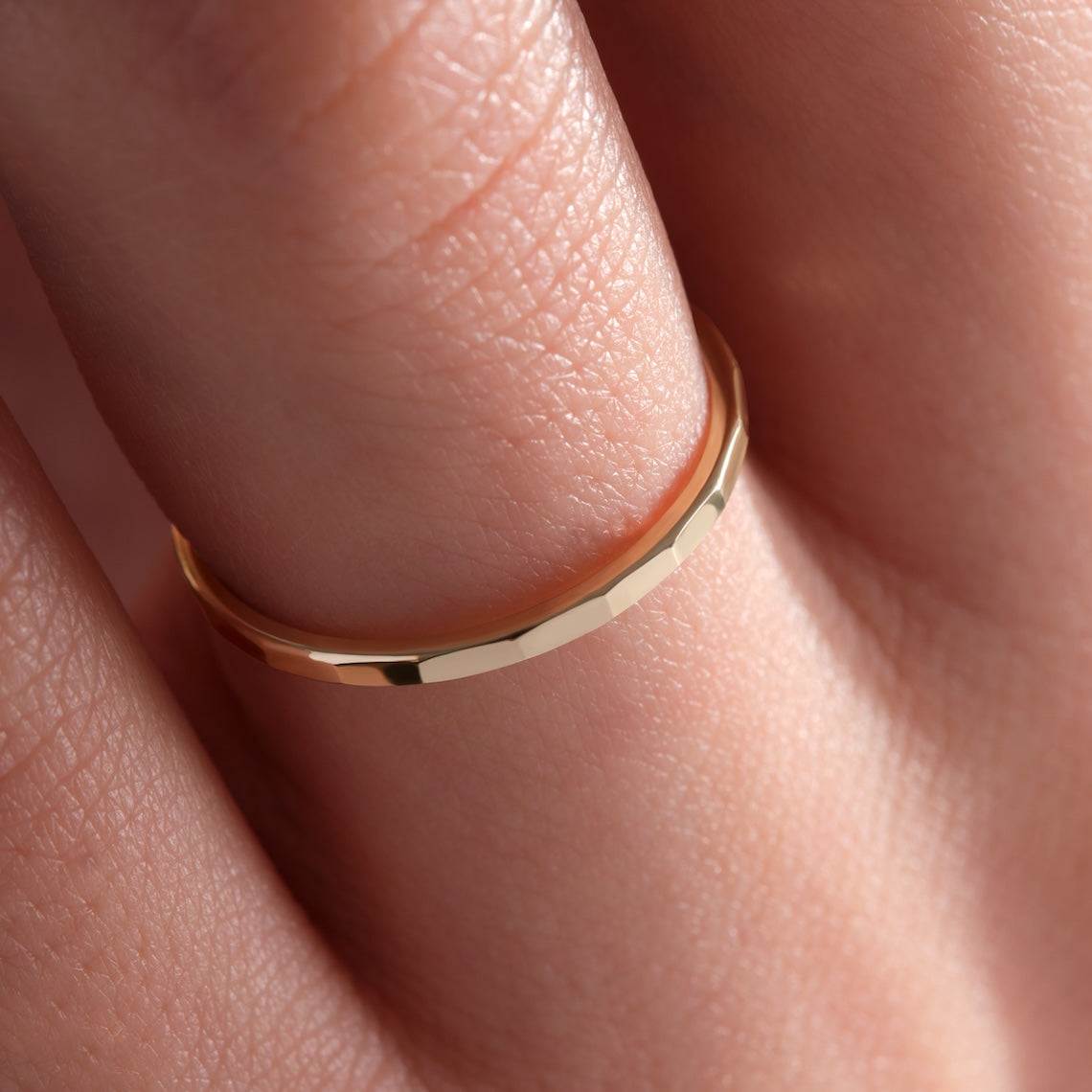 14k Gold Hammered Wedding Band, Gaia