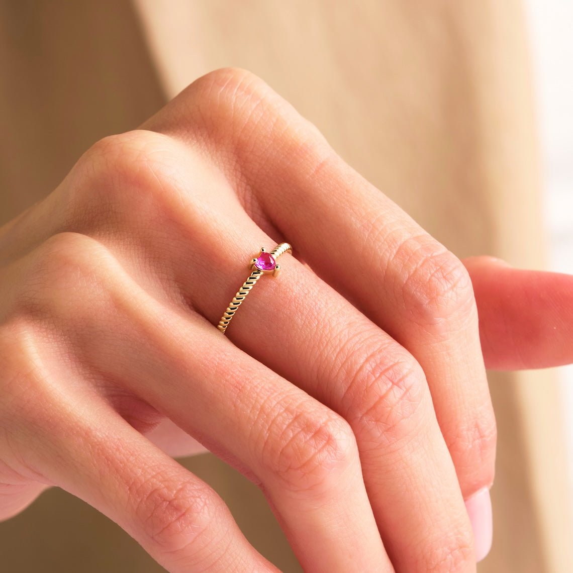 twisted band birthstone ring