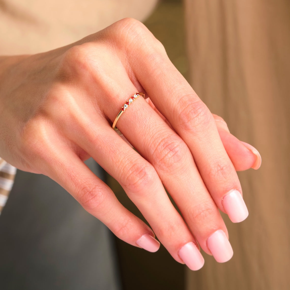 dainty garnet ring
