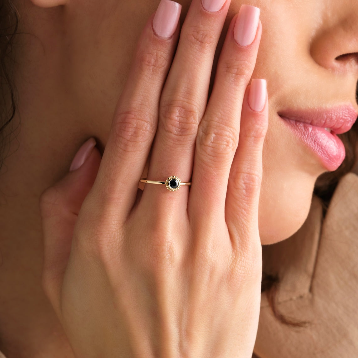 Black Stone Ring 14k Gold
