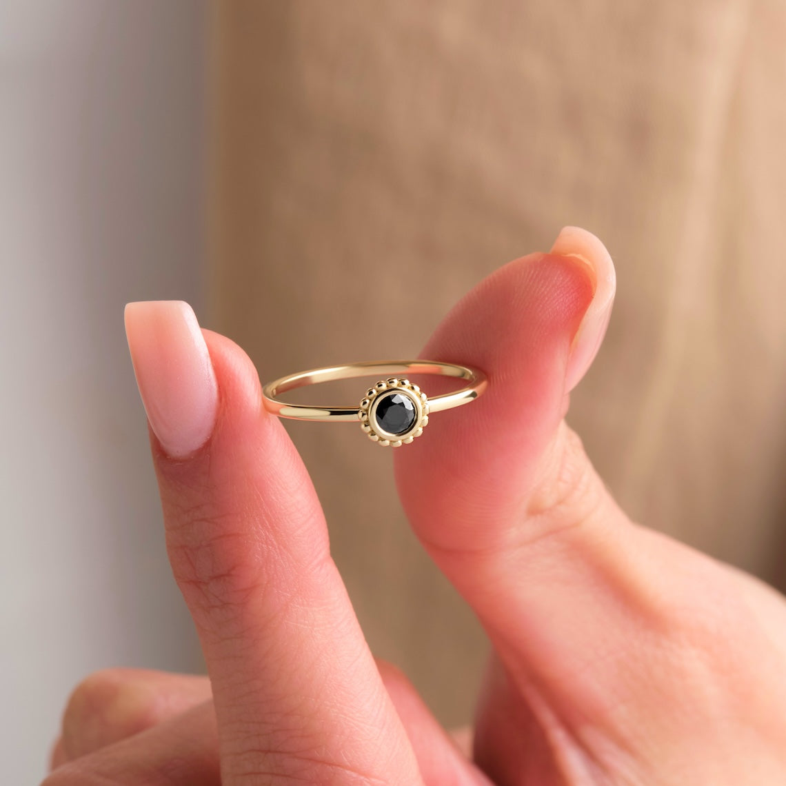 Black Stone Ring 14k Gold