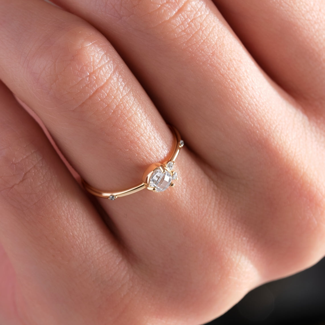 14k Gold Bubble Wedding Band With Diamond, Lumina