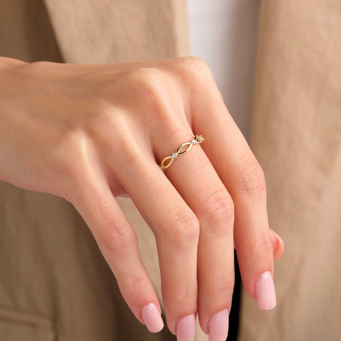 Multi Stone Half Eternity Ring 14K Gold