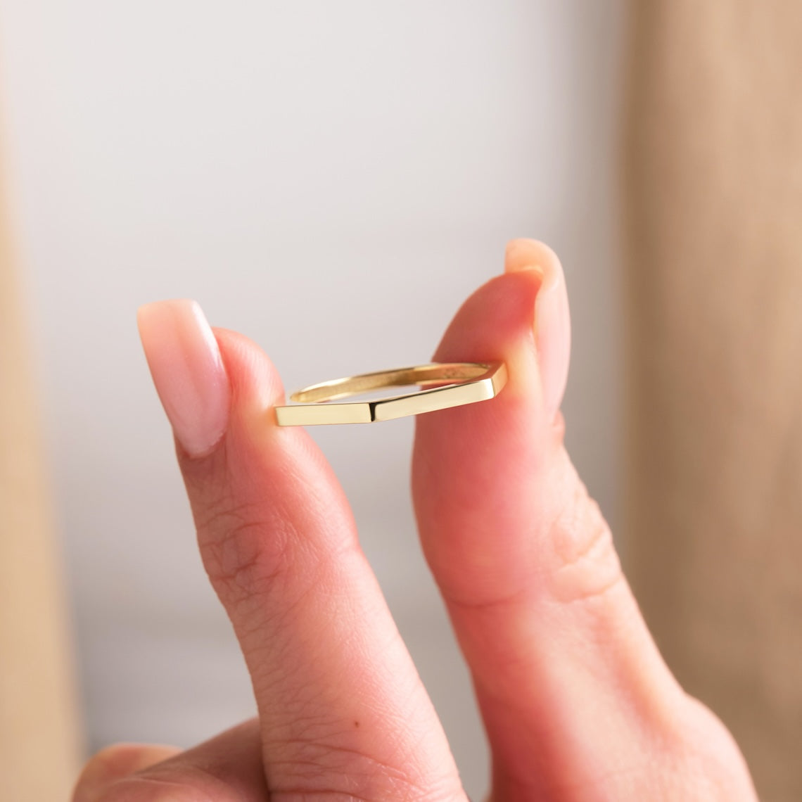 14k Gold Octagonal Bolt Ring