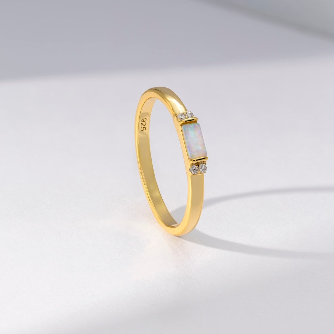 14k Gold Vermeil Opal Baguette Ring