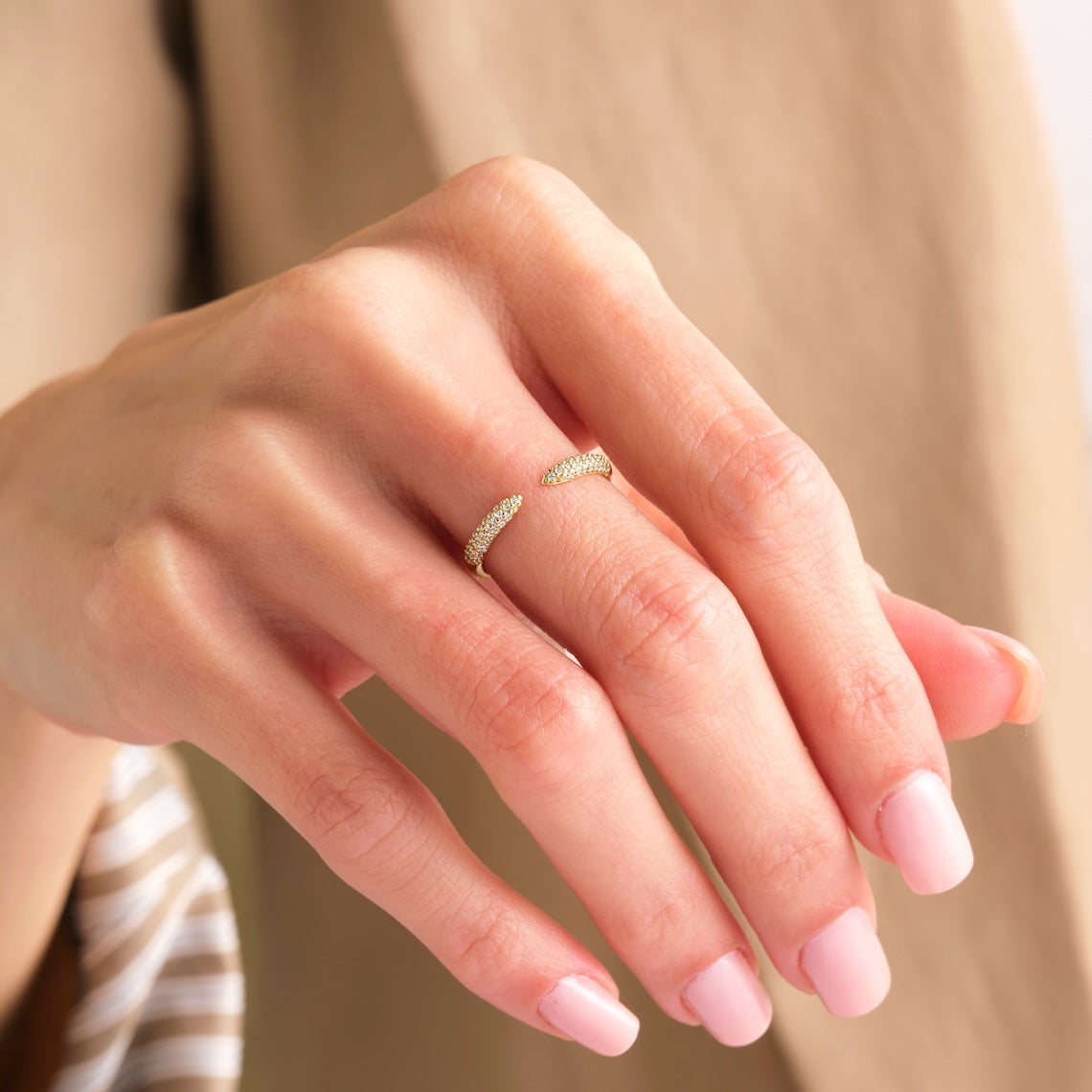 Pave Diamond Open Claw Ring 14k Gold
