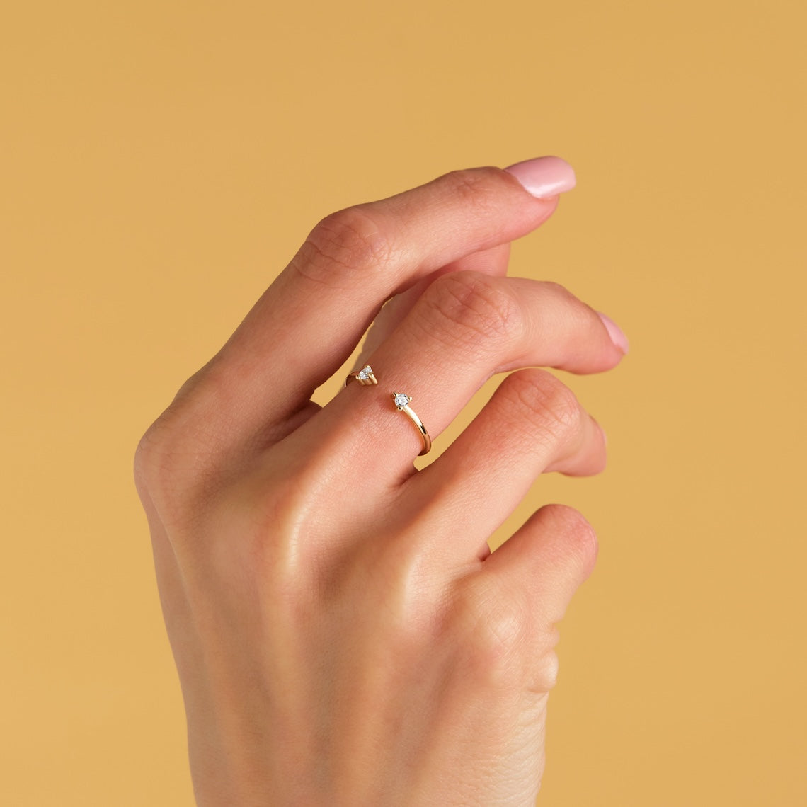 Dual Diamond Open Design Ring 14k Gold