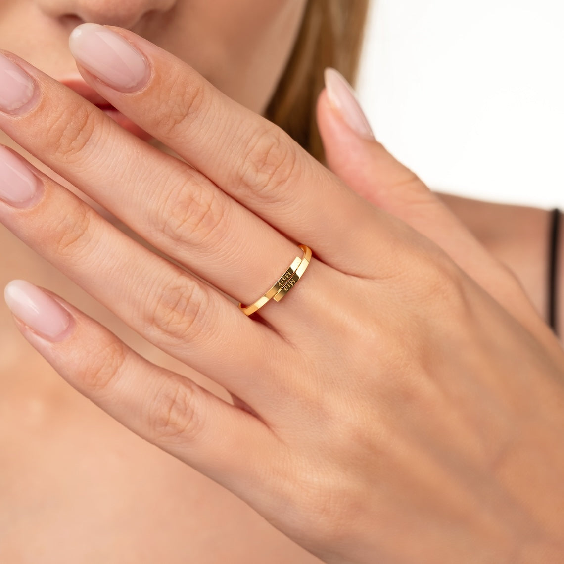 Spiral Custom Engraved Ring 14k Gold