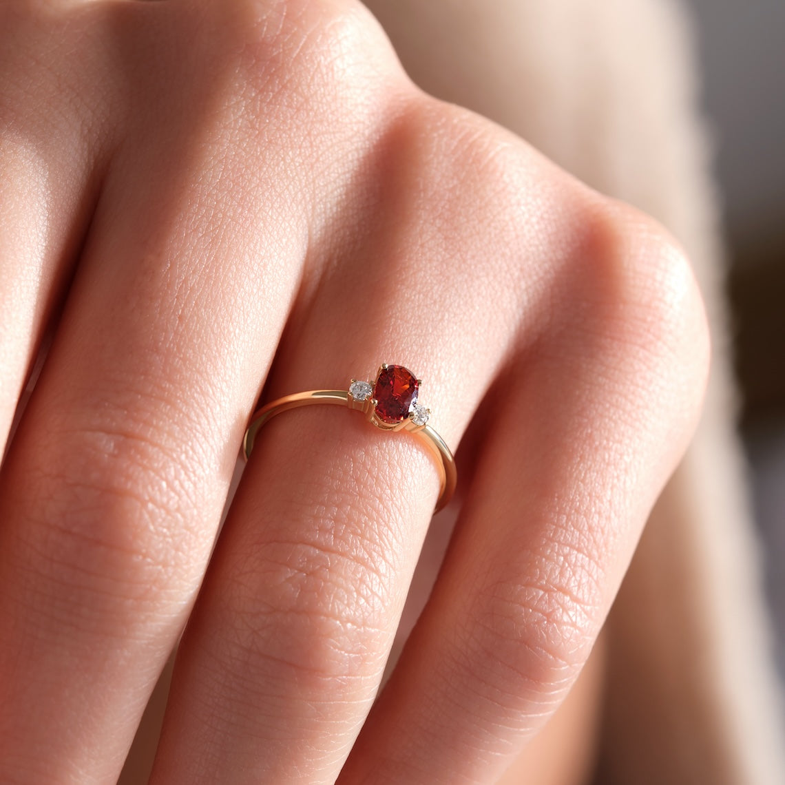 Oval Cut Birthstone Ring 14k Gold