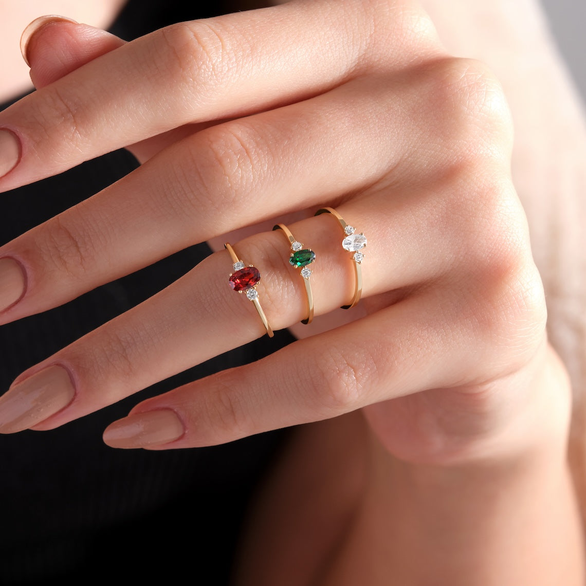 Oval Cut Birthstone Ring 14k Gold