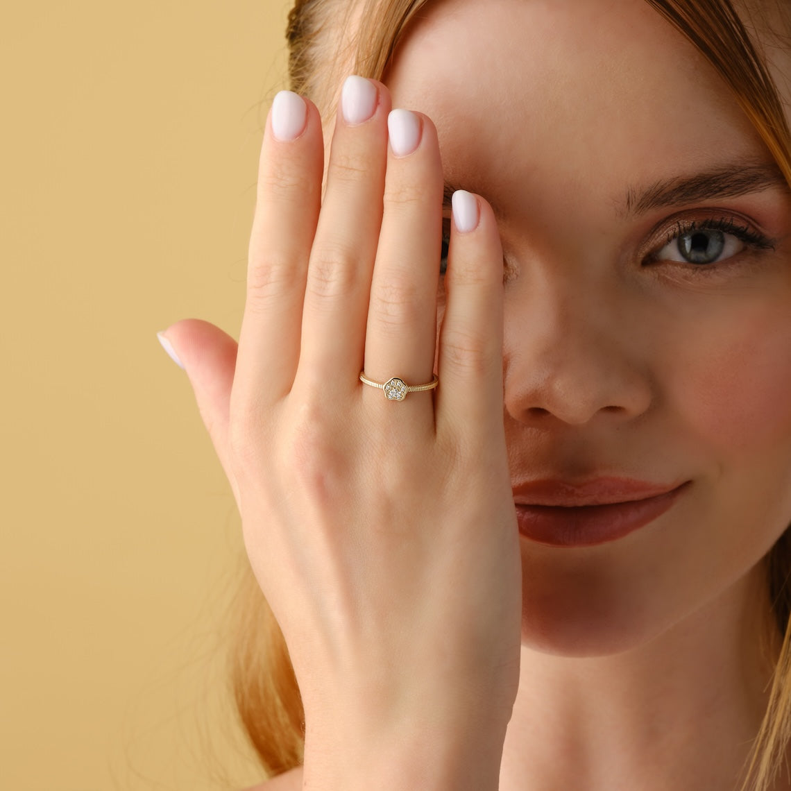 14k Gold Paw Diamond Ring