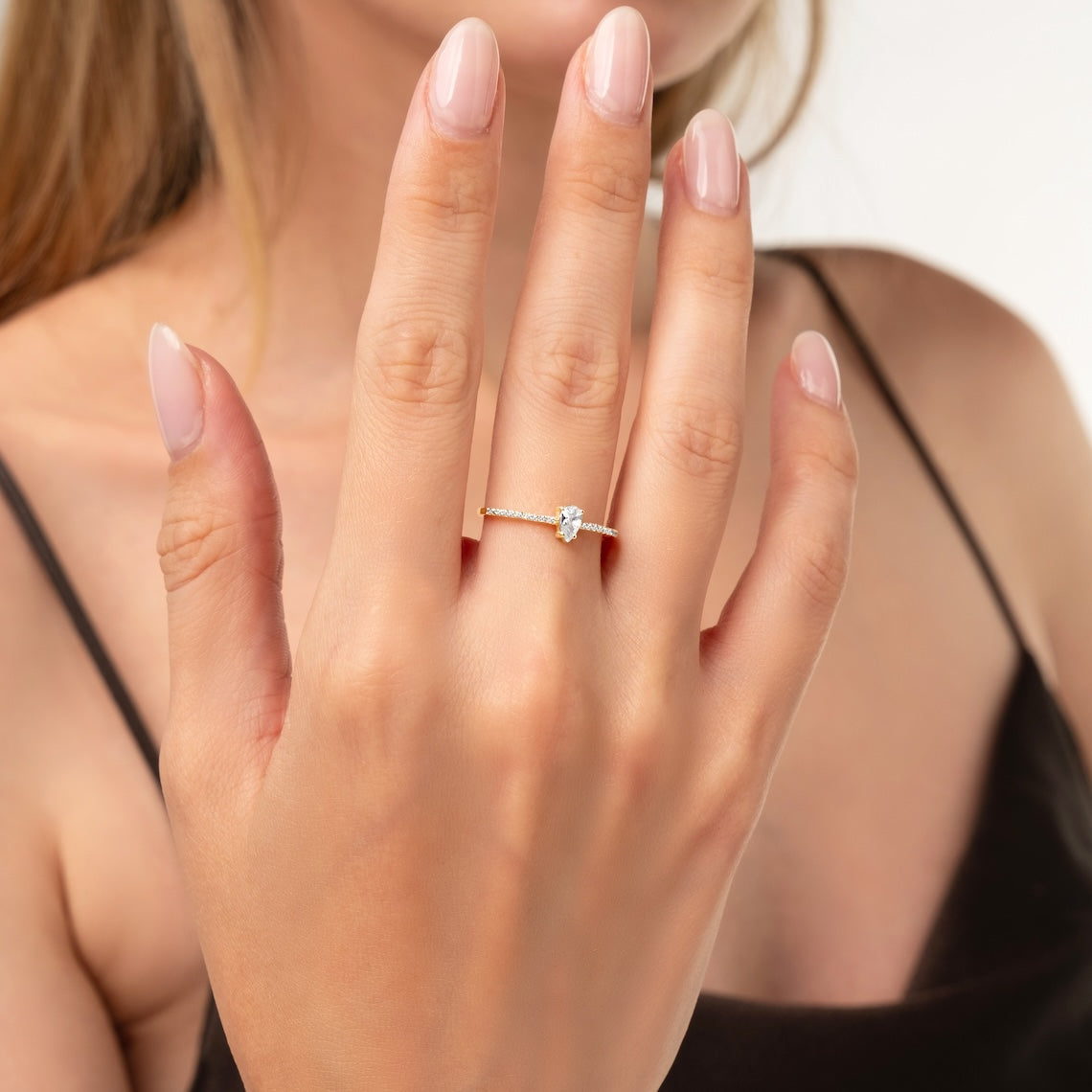 Pear Cut Diamond Engagement Ring 14k Gold