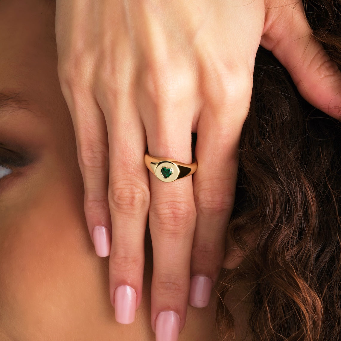 heart stone signet ring