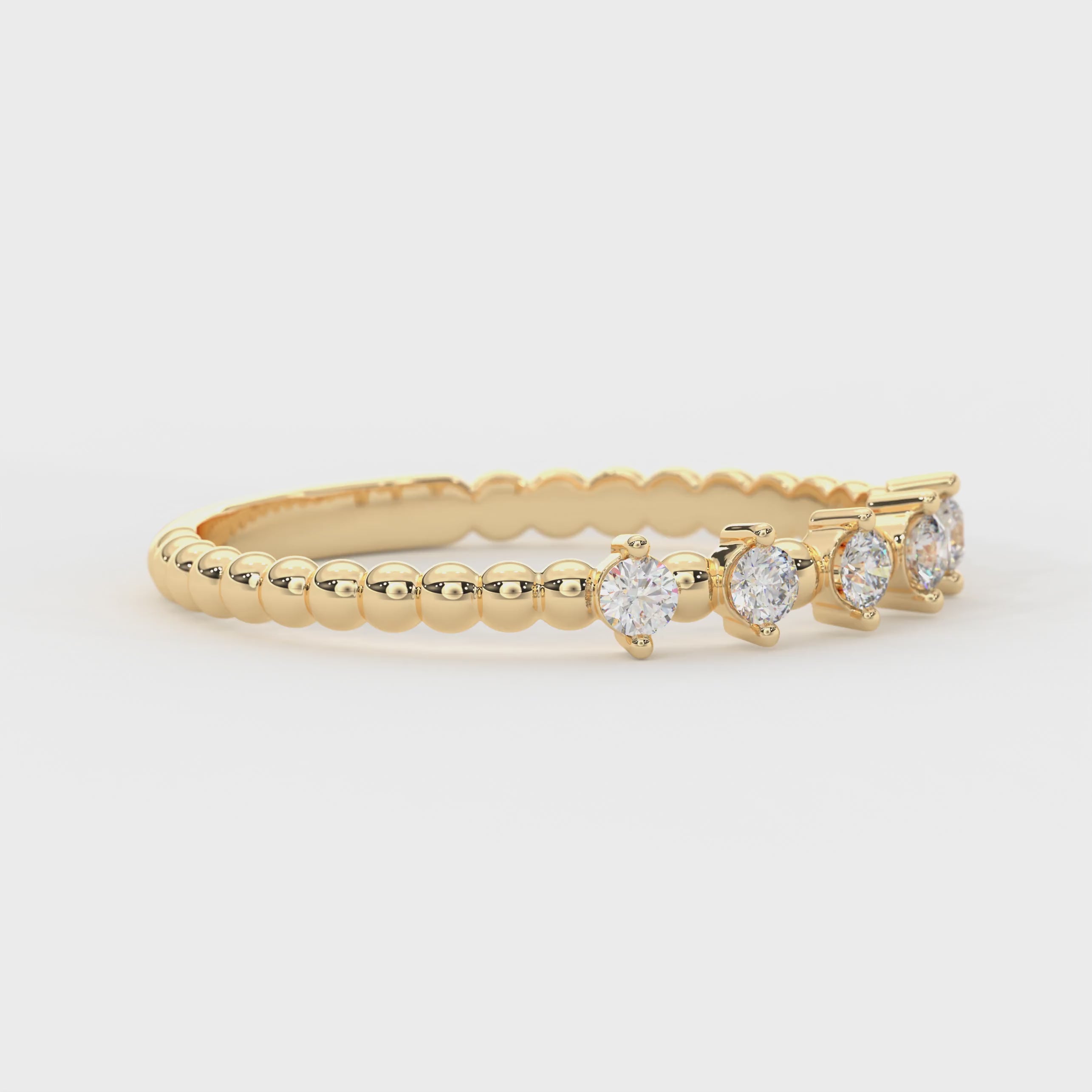 beaded band diamond ring