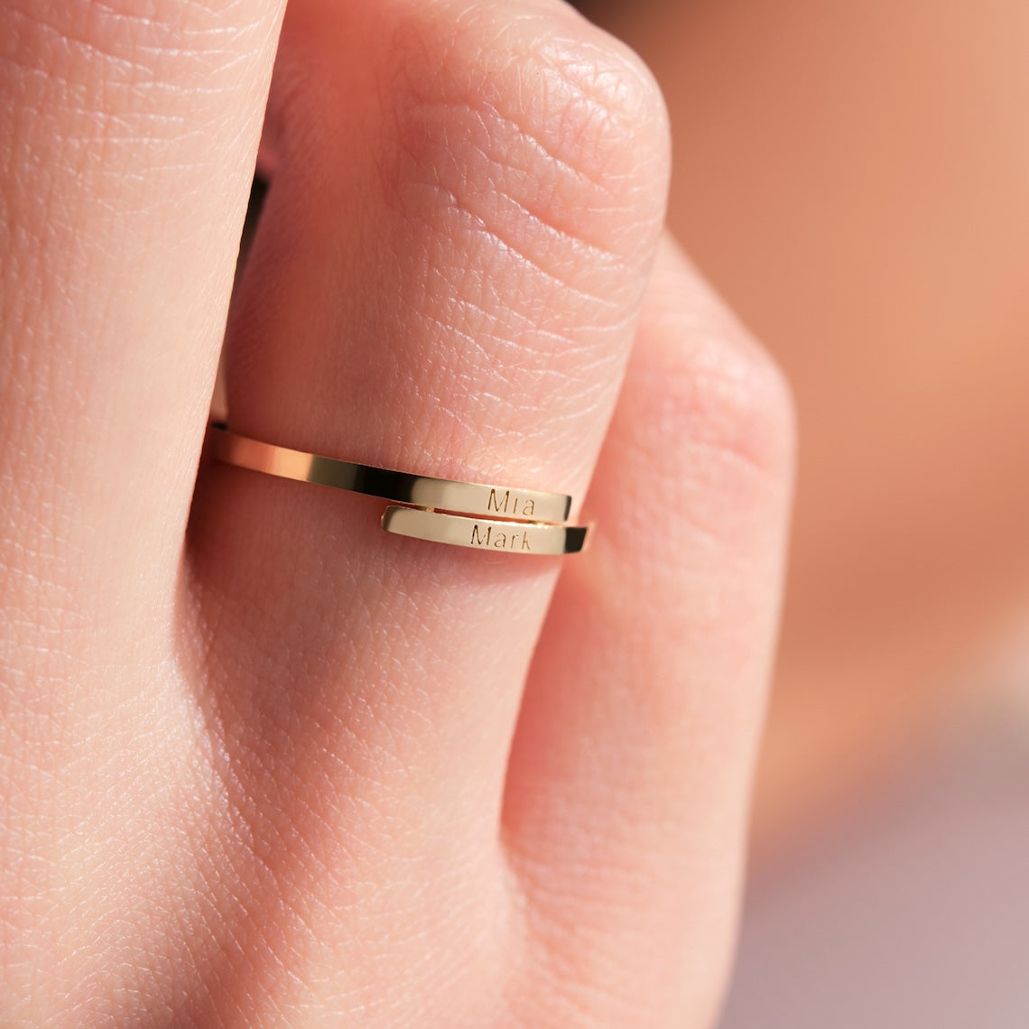 Spiral Custom Engraved Ring 14k Gold