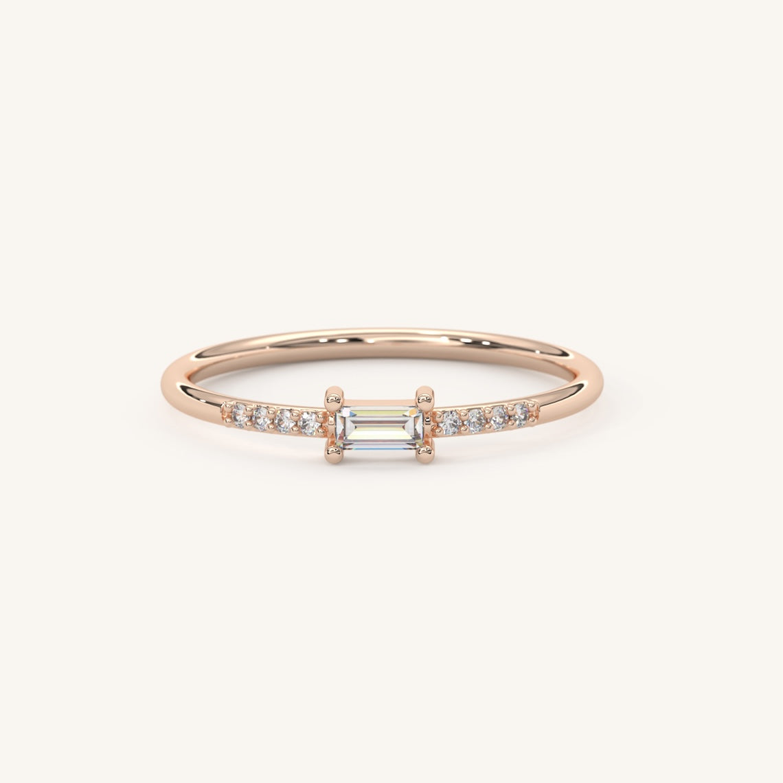 Baguette Diamond Engagement Ring 14k Gold