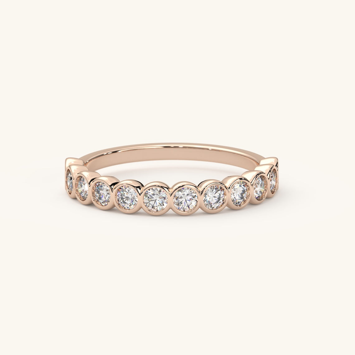 14k Gold Bezel Set Diamond Half Eternity Ring