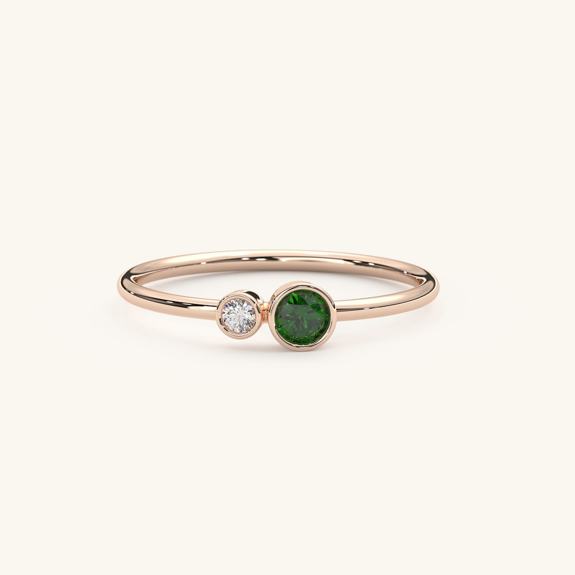 rose gold emerald ring