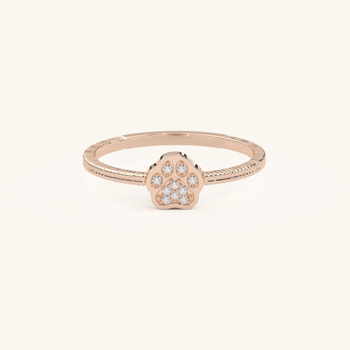 14k Gold Paw Diamond Ring