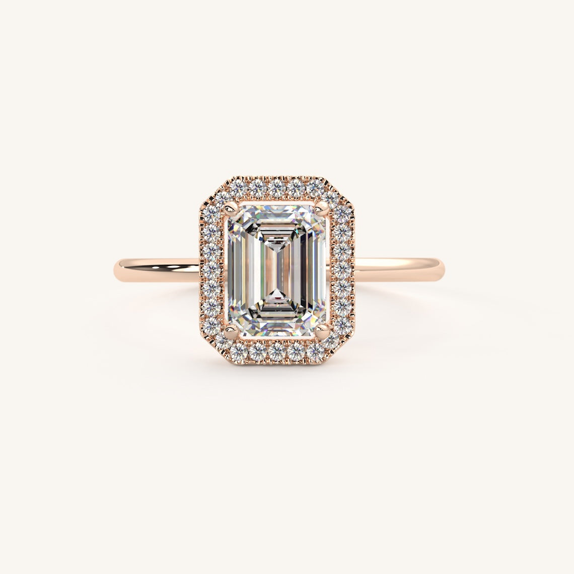 Emerald Cut Diamond Halo Ring 14k Gold