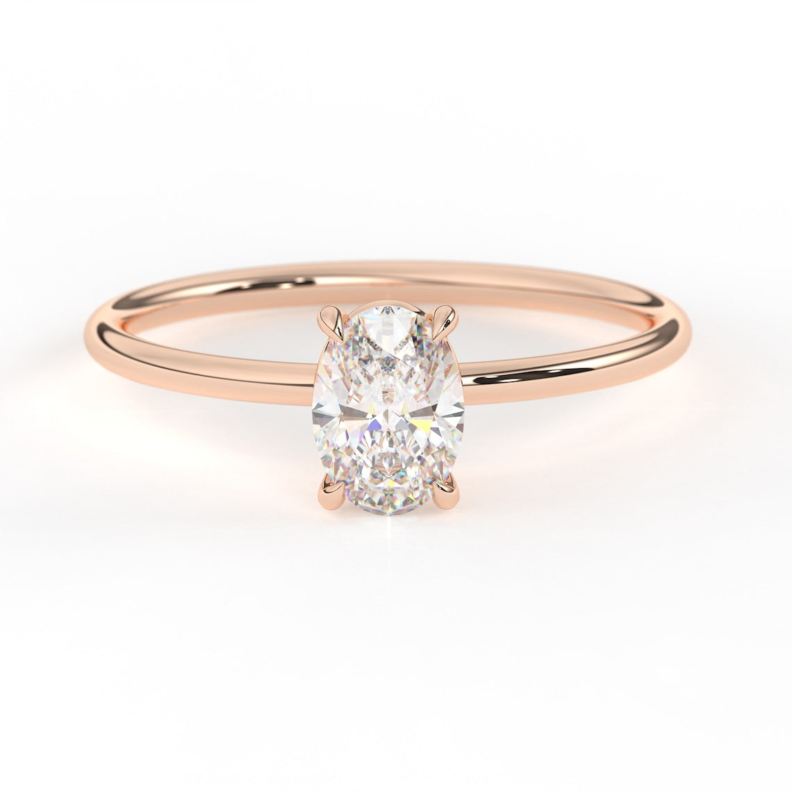 14 K Gold Oval Cut Solitaire Diamond Ring, Vega