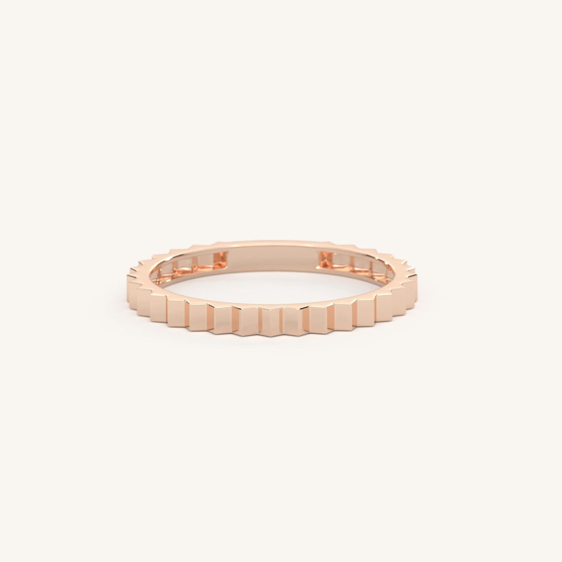 14k Gold Ridged Wedding Band