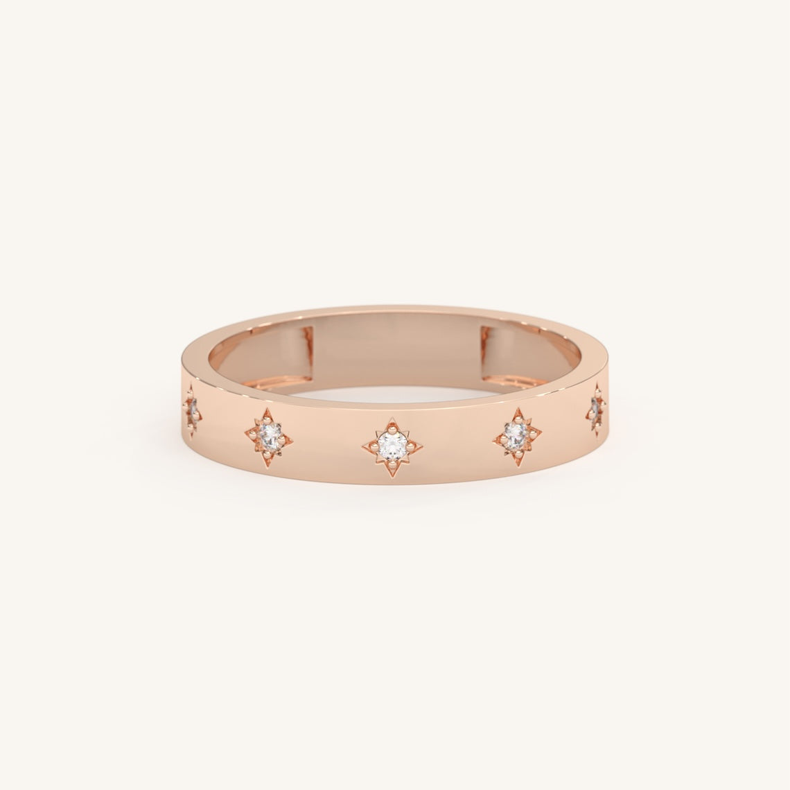 rose gold star diamond ring