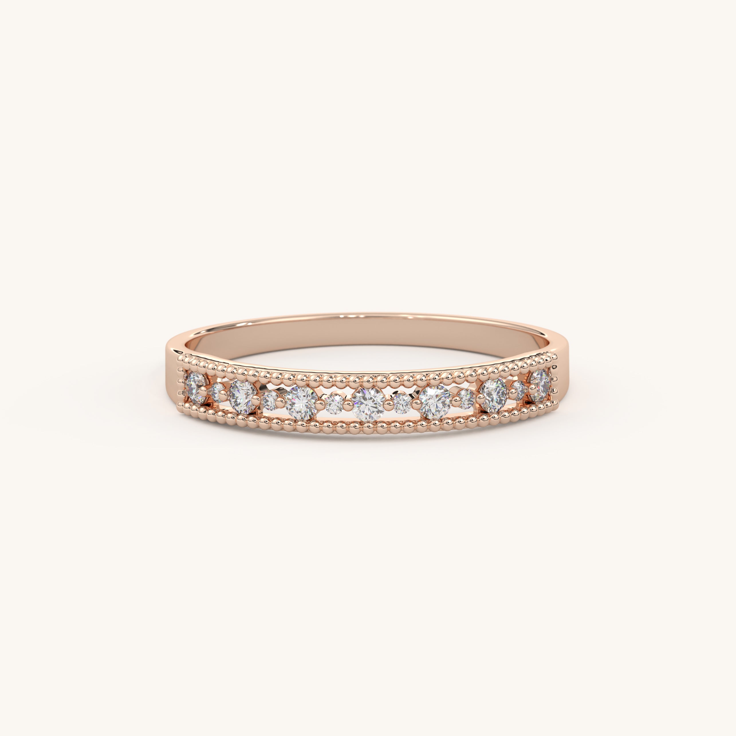 14k Gold Art Deco Wedding Ring, Illuse