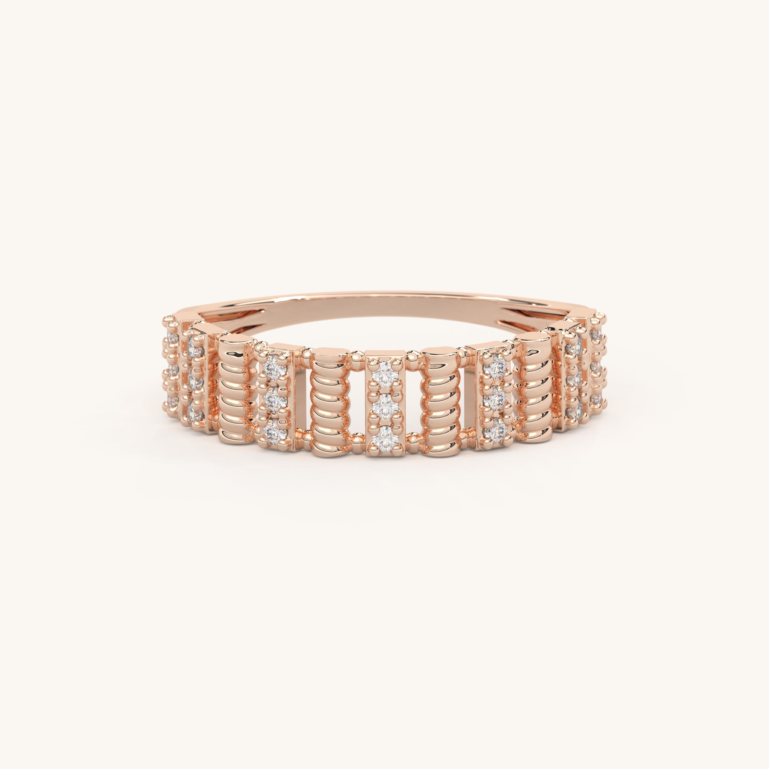 Bold Diamond Wedding Band 14k Gold
