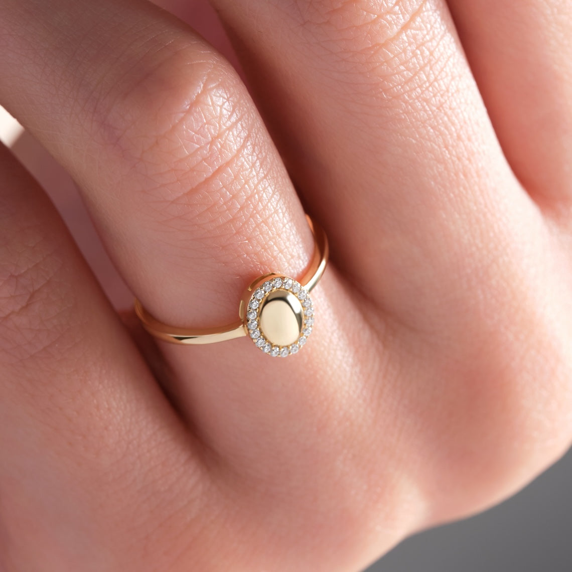 14K Gold Diamond Signet Ring, Orion