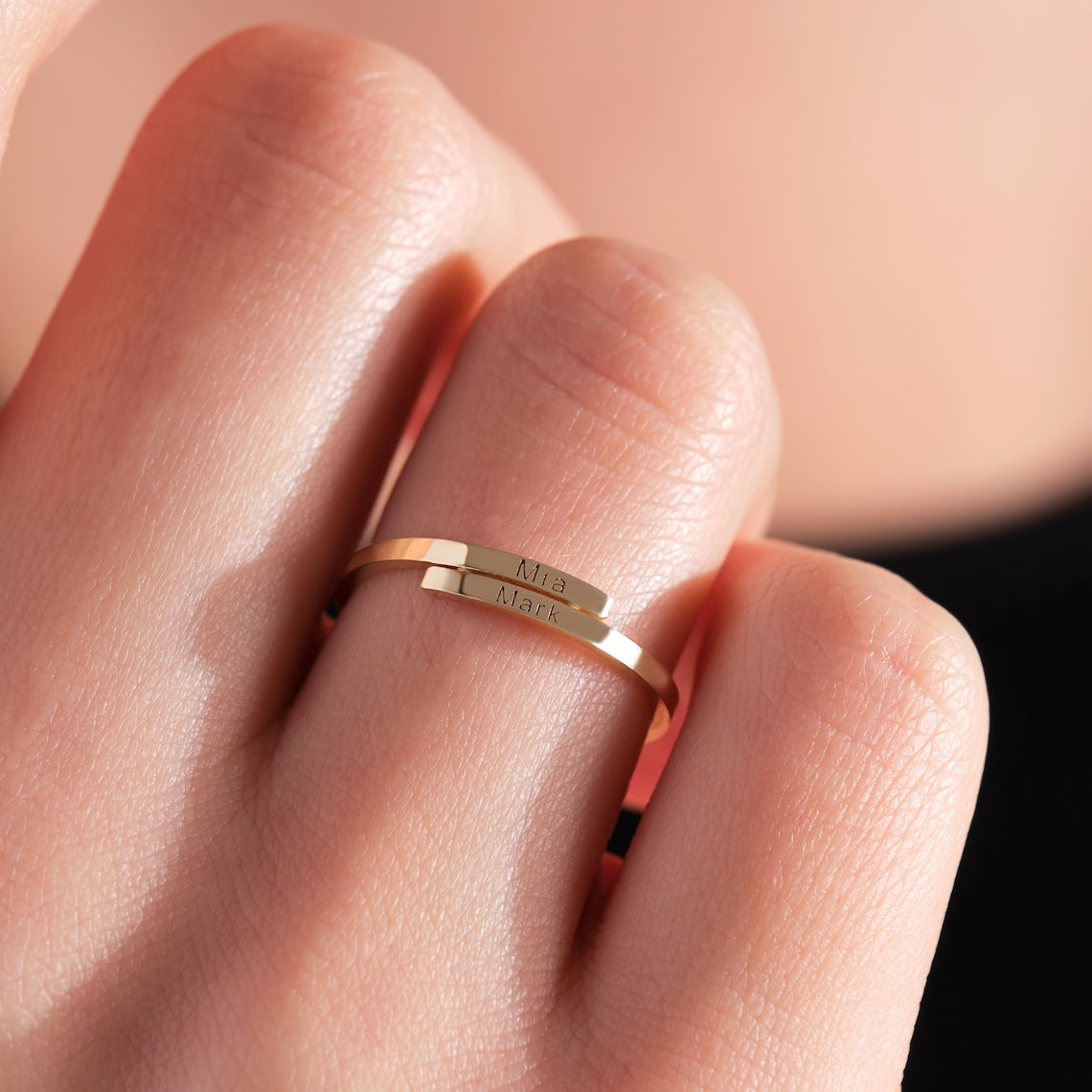 Spiral Custom Engraved Ring 14k Gold