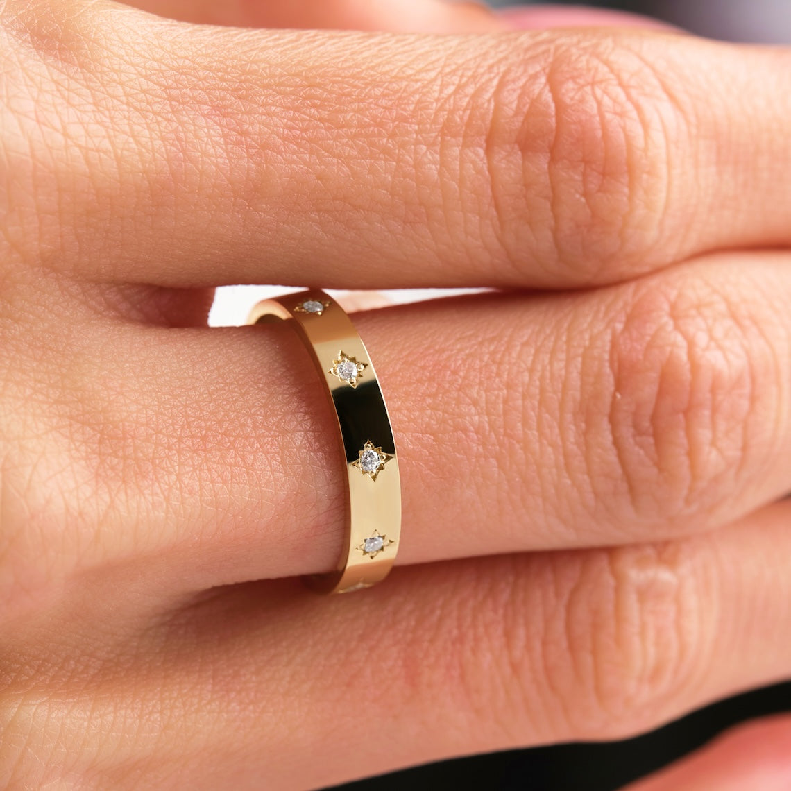 star diamond wedding band