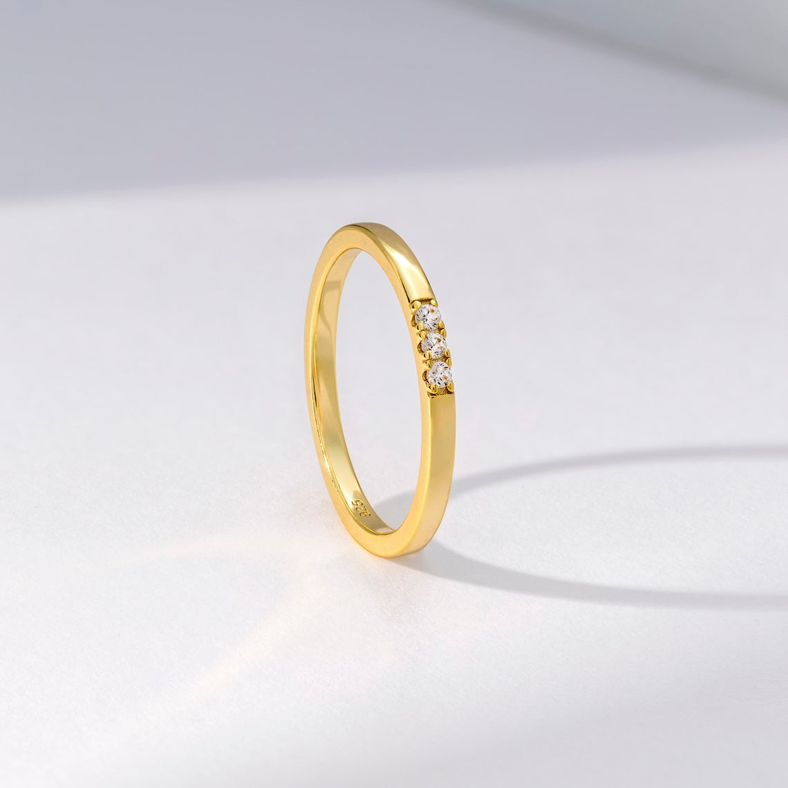 14k Gold Vermeil Three Stone Ring