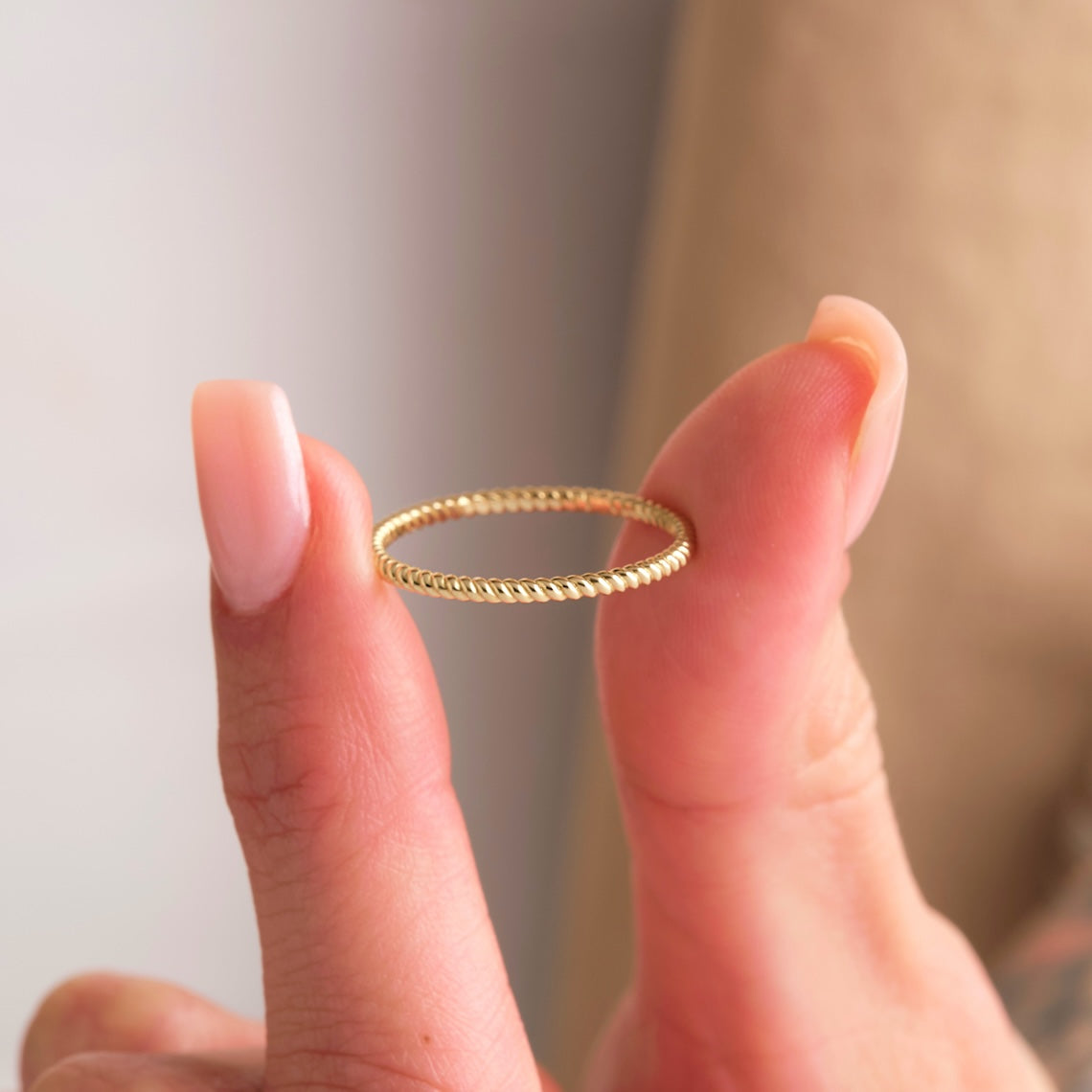 14k Gold Twisted Wedding Band