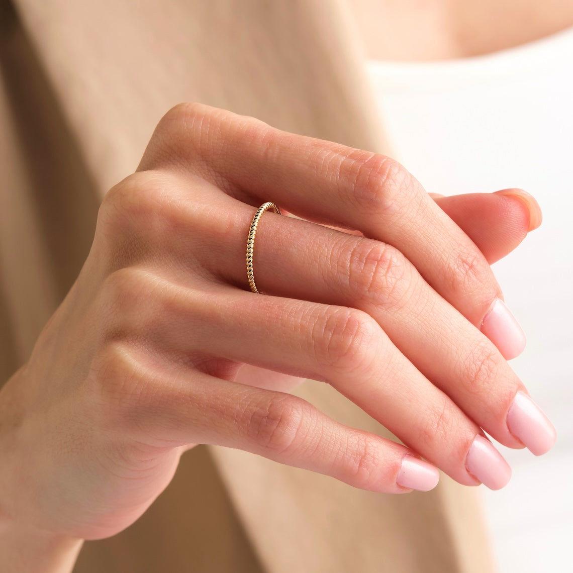 14k Gold Twisted Wedding Band