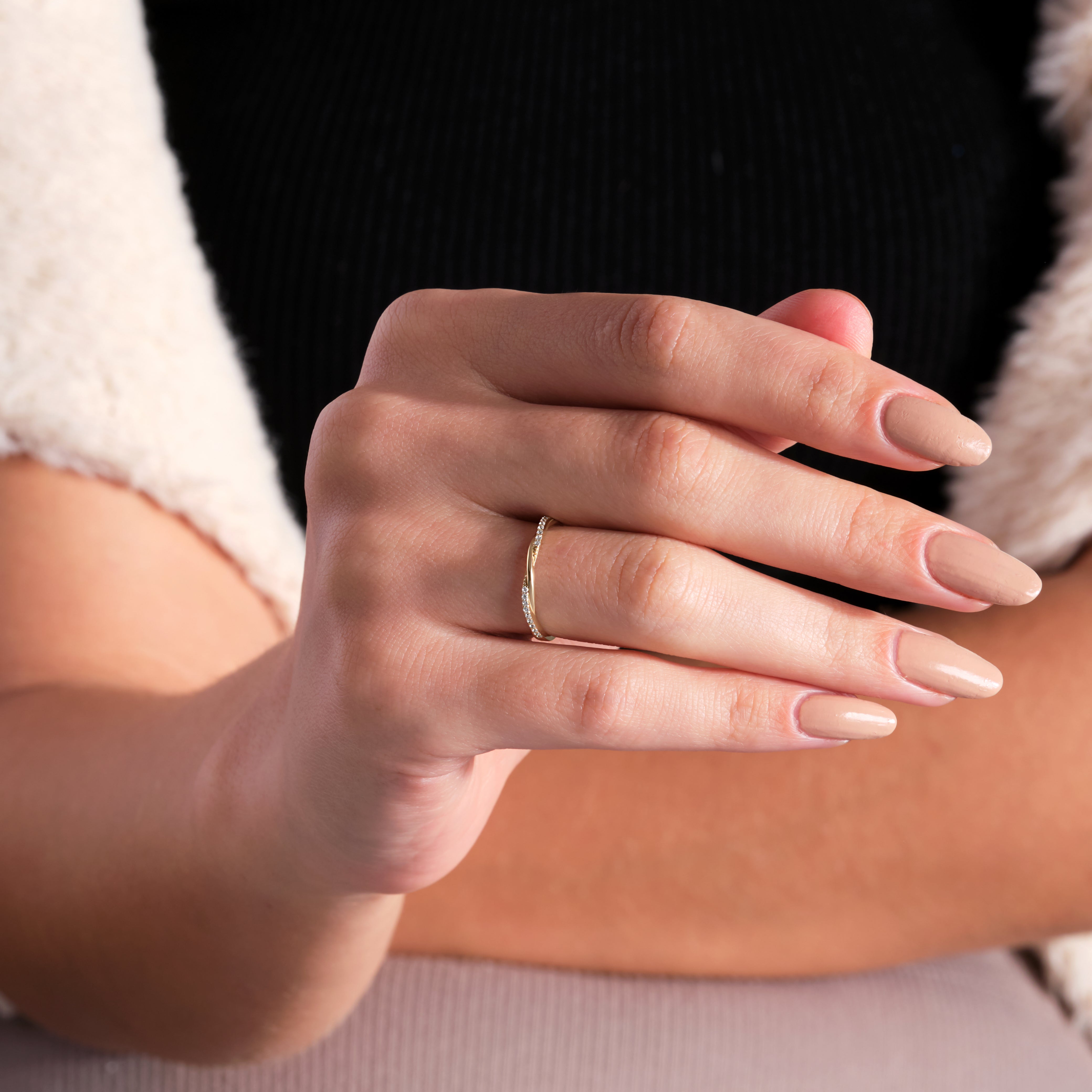 Petite Twisted Engagement Ring 14K Gold