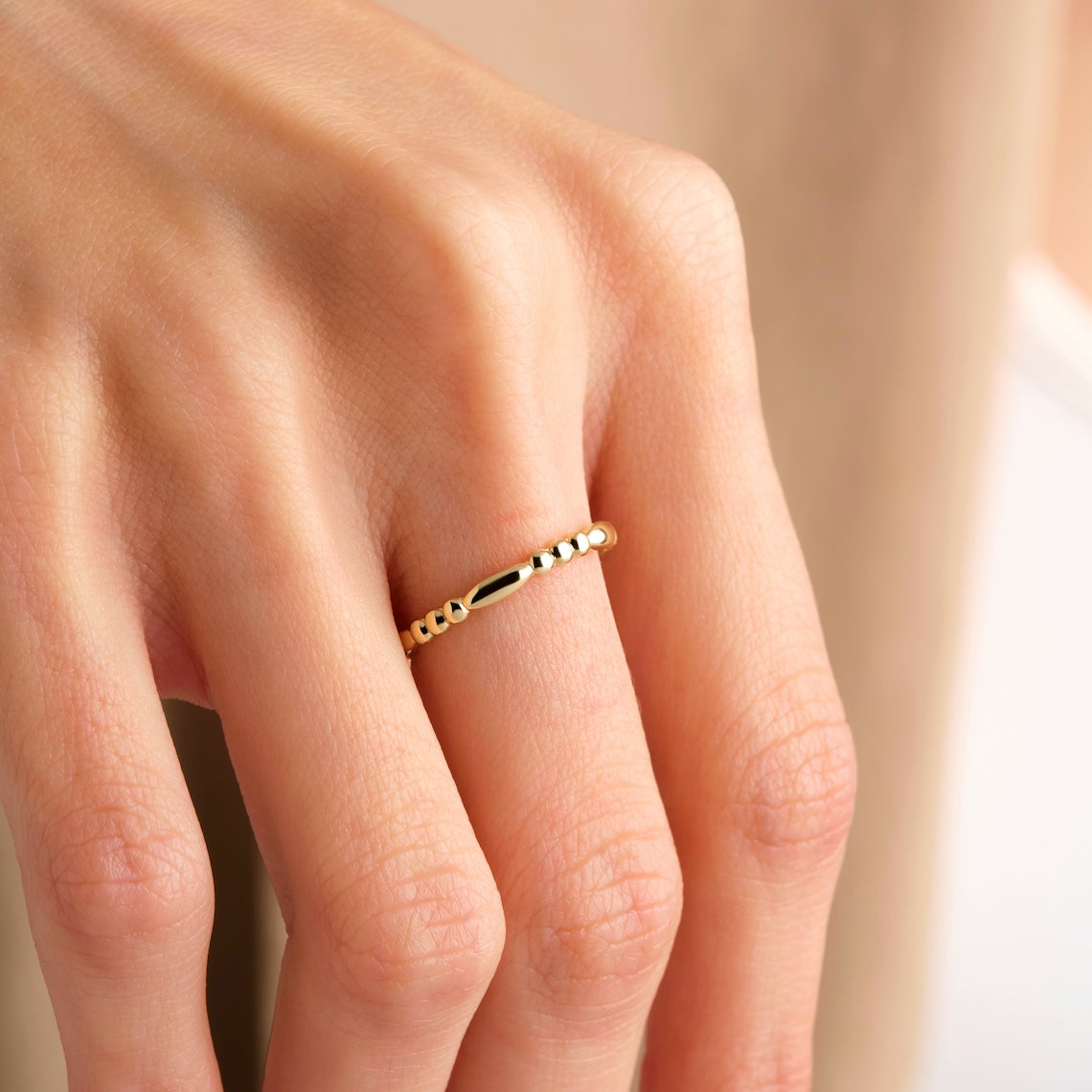 Dash and Dot Gold Wedding Band 14k Gold