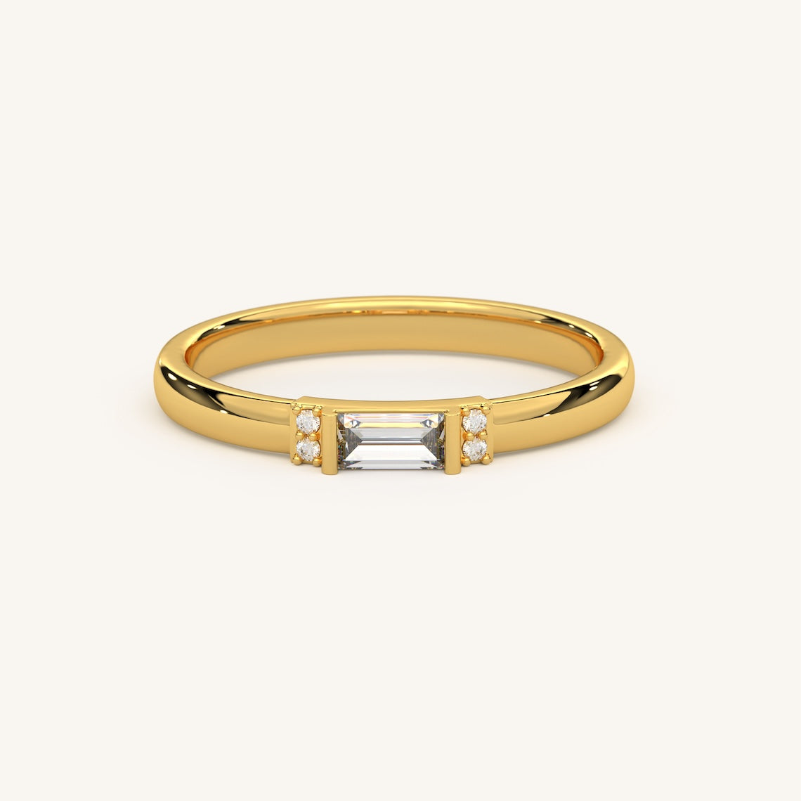 18k Gold Vermeil White CZ Baguette Ring