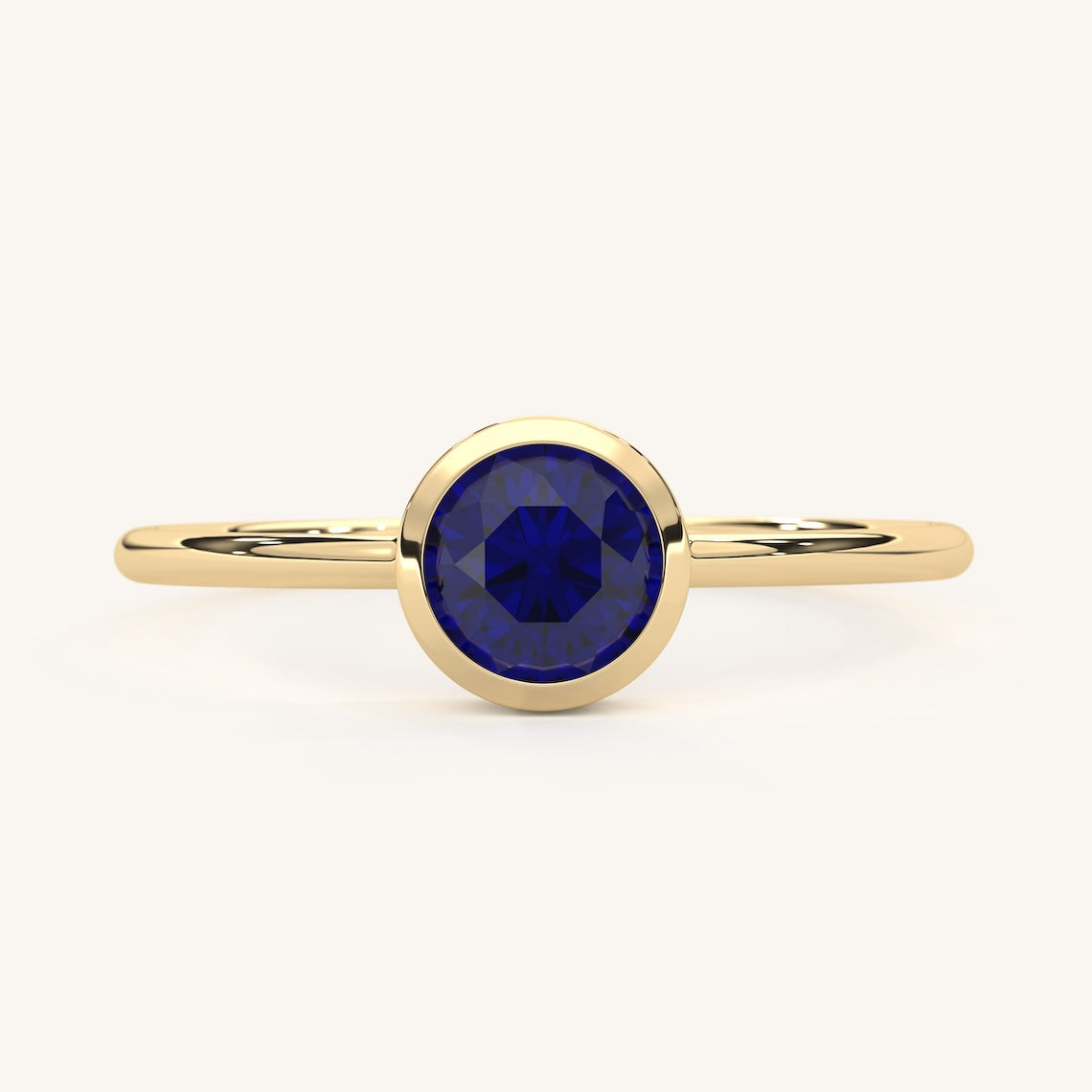 14k Gold Bezel Set Round Solitaire Ring