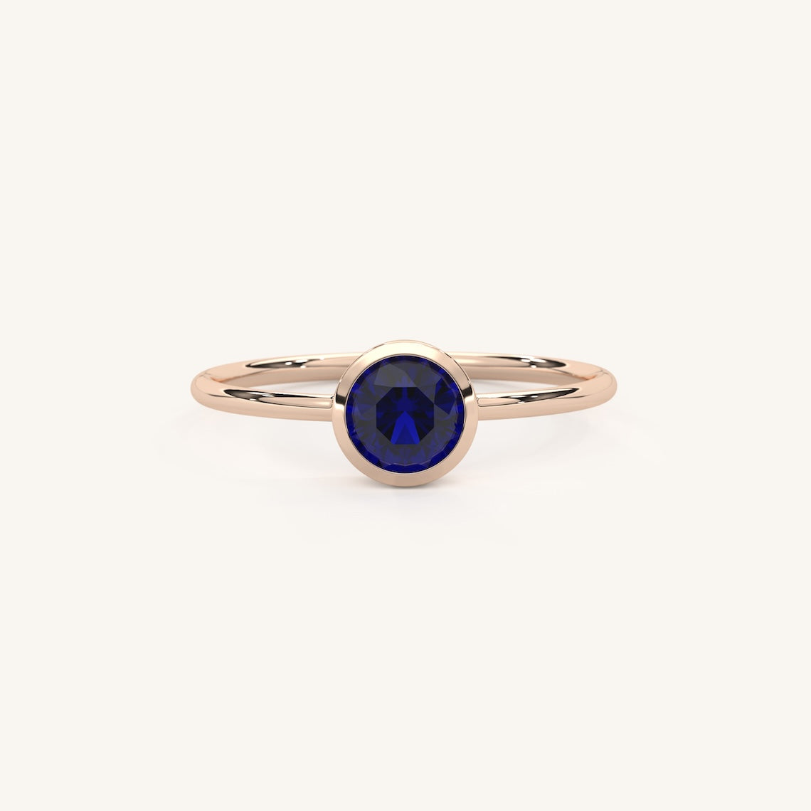 14k Gold Bezel Set Round Solitaire Ring