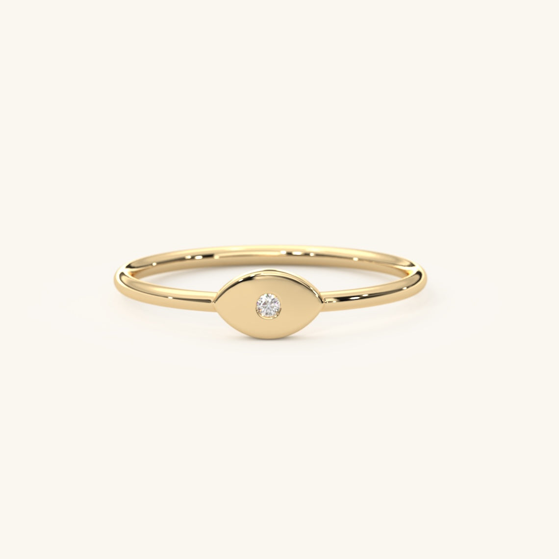 One Diamond Evil Eye Ring 14k Gold