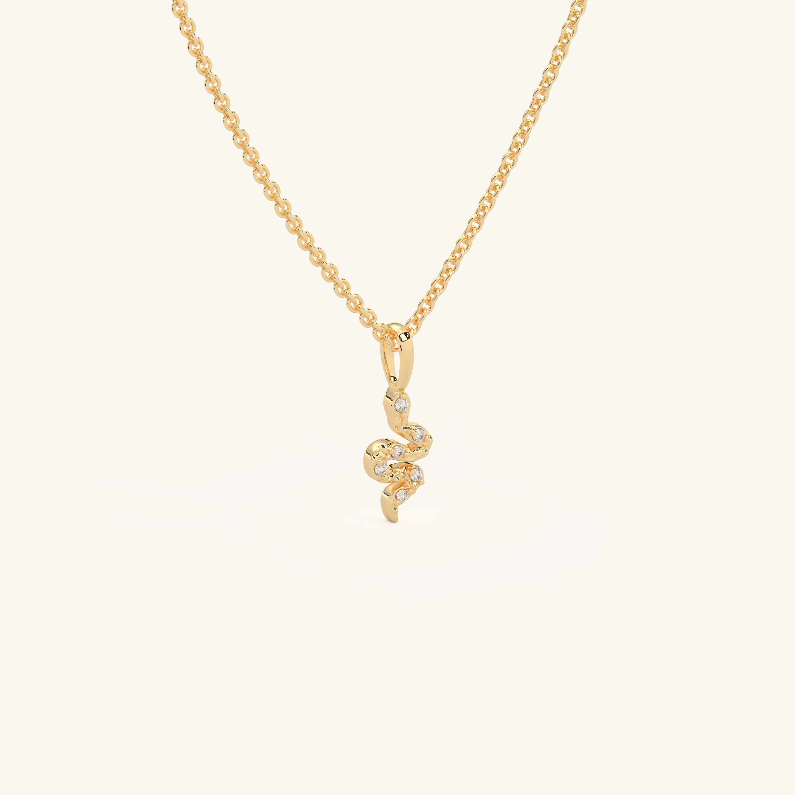 14k Gold Vermeil Diamond Snake Necklace