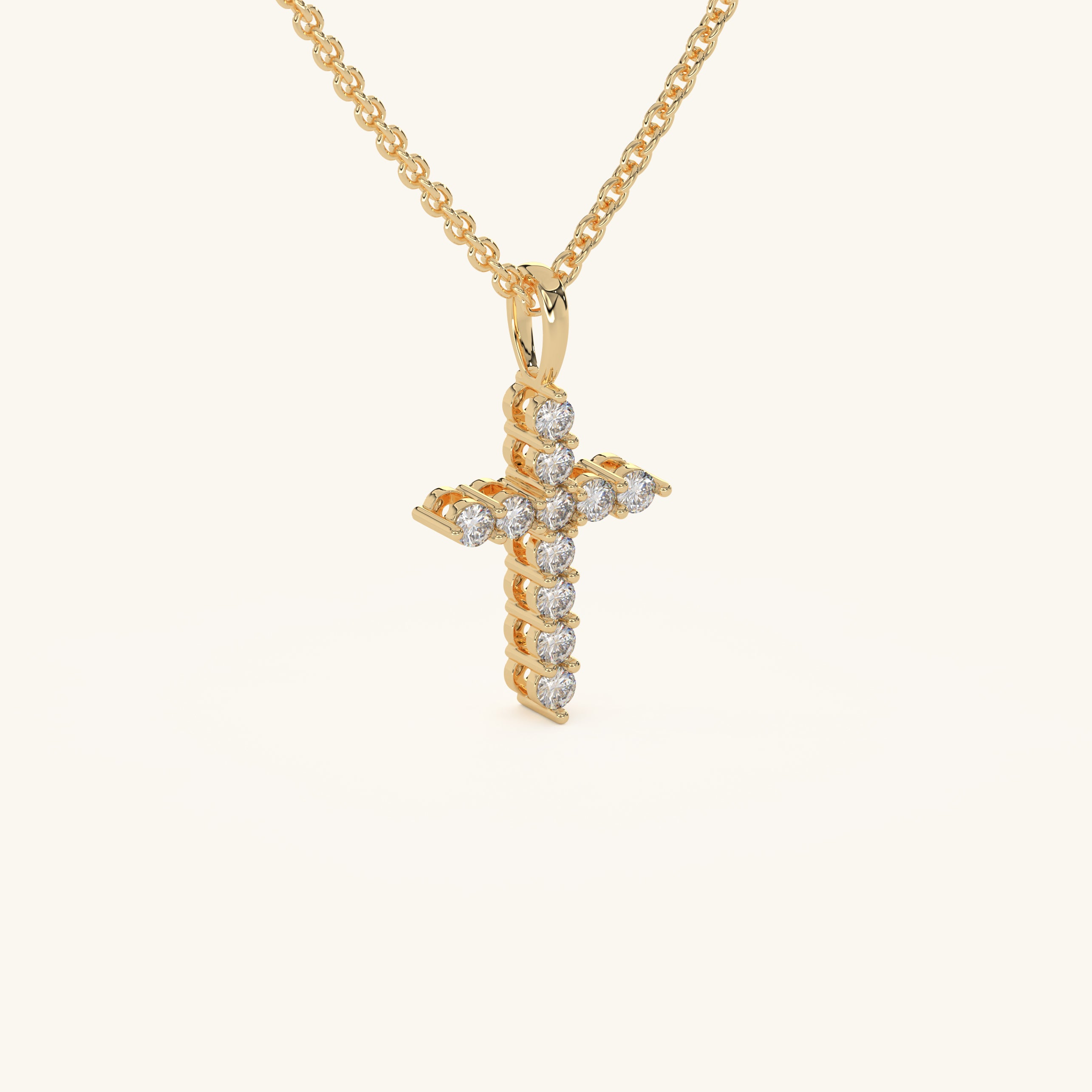 14k Gold Vermeil Diamond Cross Necklace