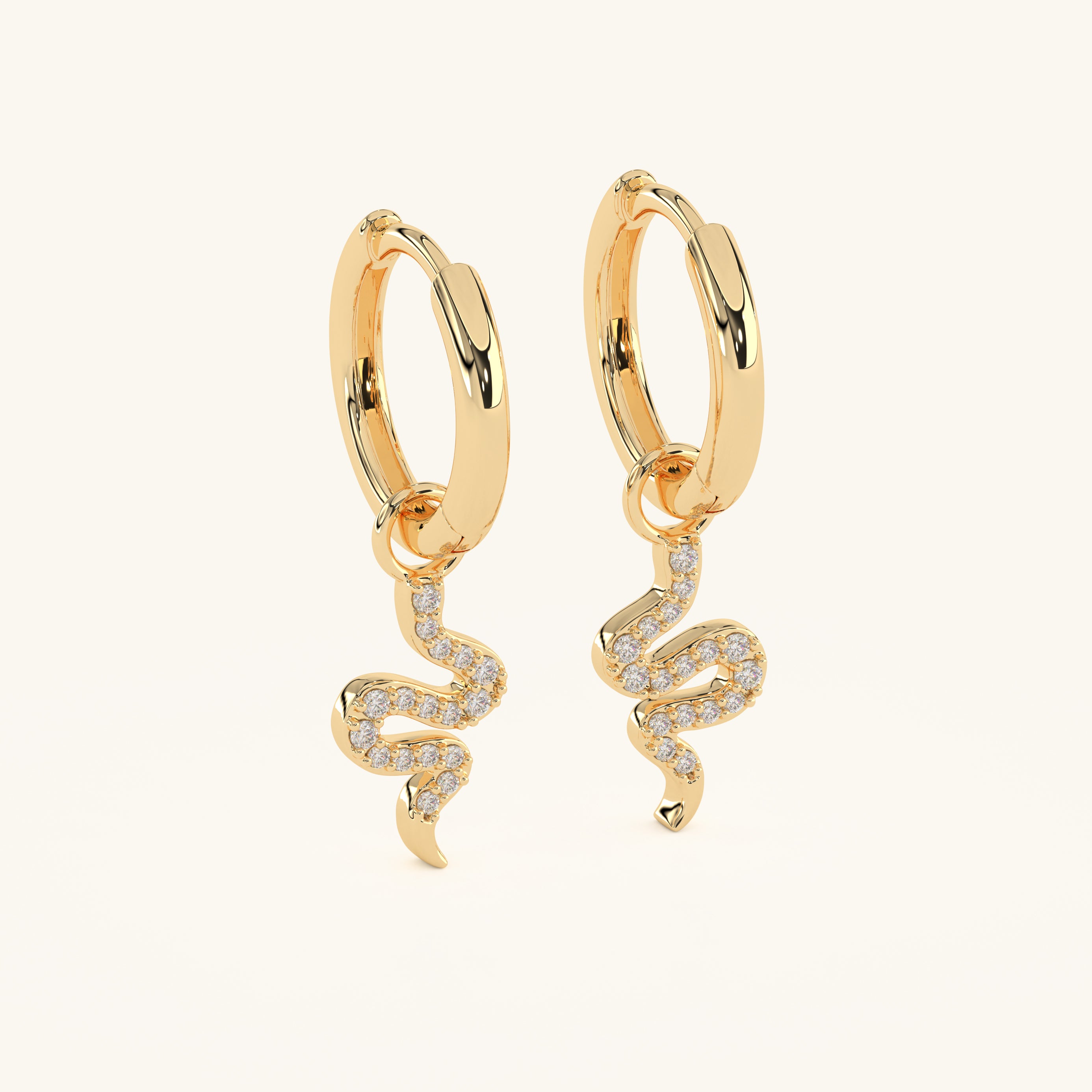 14k Gold Vermeil Snake Charm Earring
