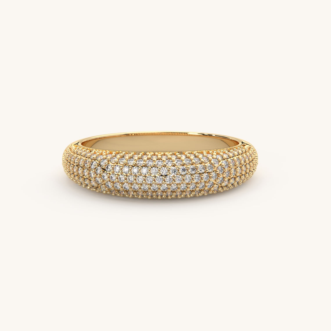 14k Gold Vermeil Pave Dome Ring