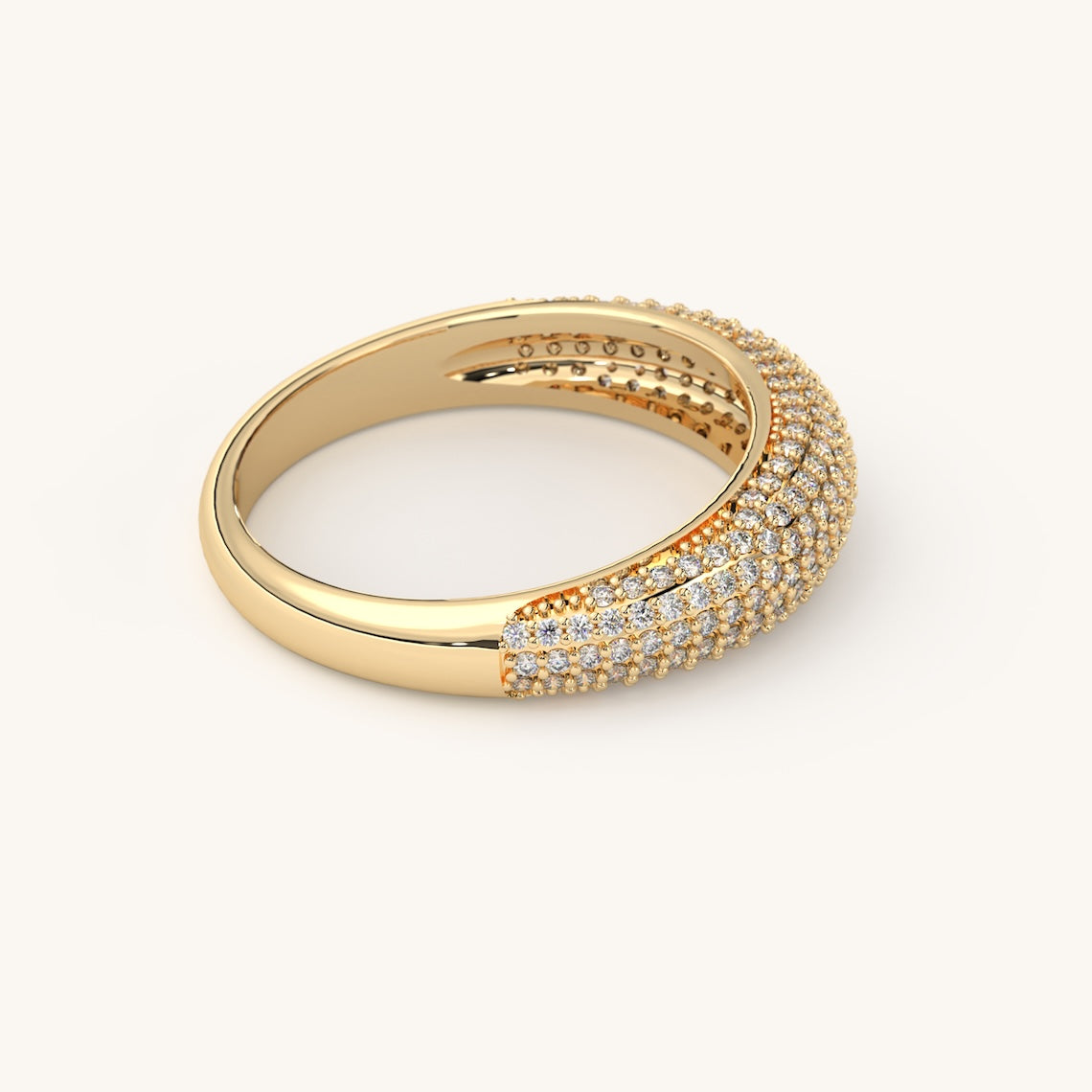 14k Gold Vermeil Pave Dome Ring