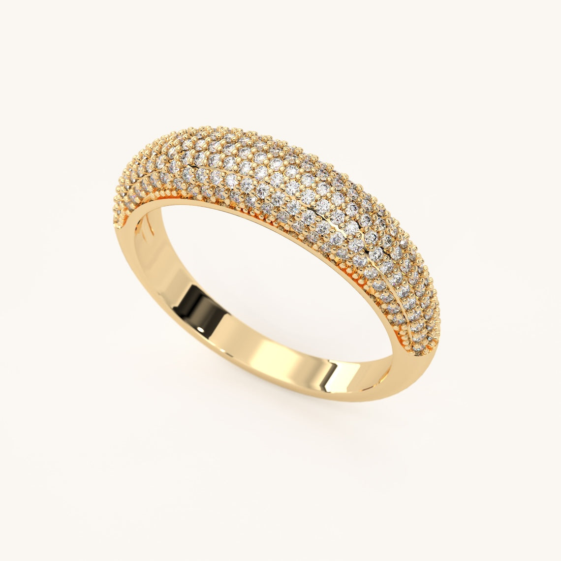 14k Gold Vermeil Pave Dome Ring