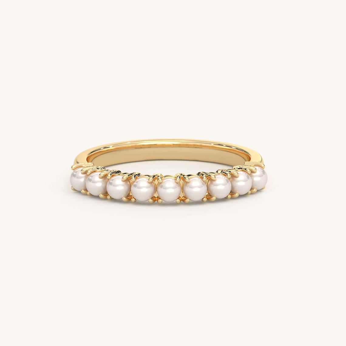 14k Gold Vermeil Pearl Half Eternity Ring
