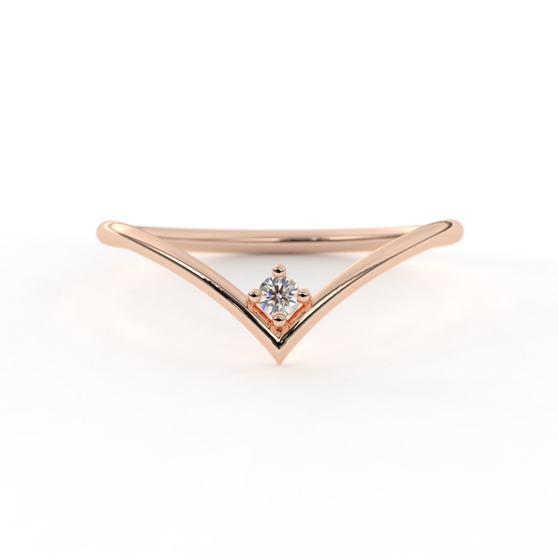 Wishbone Ring 14K Gold Diamond